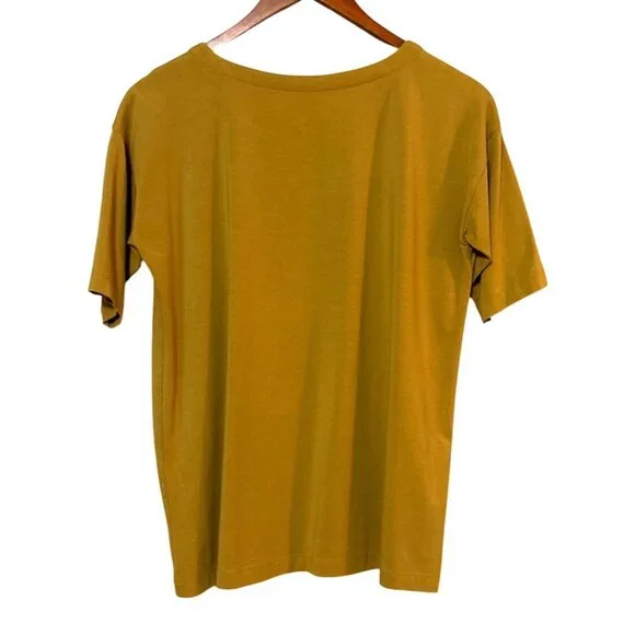 J.Jill Luxe Supima Elbow-Sleeve Tee S Yellow Supima Cotton Tencel Blend - Picture 3 of 5